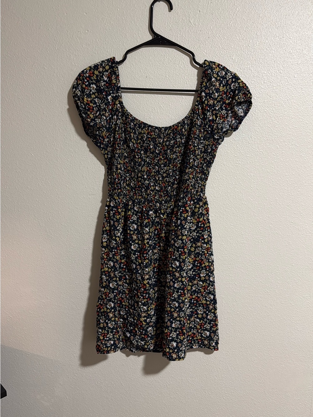 As U Wish Navy Floral Smocked Top